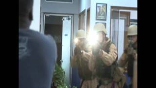 Marine Corps Base Special Reaction Team conducts simulated bank robbery training.