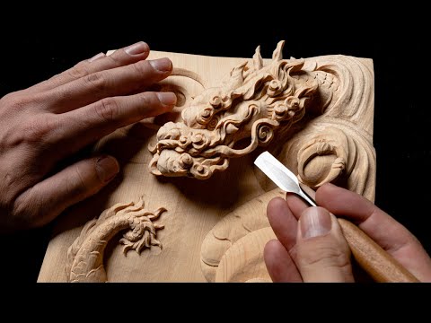 Видео: Резьба по дереву Дракон | Японская традиционная техника резьбы по дереву | Деревообработка