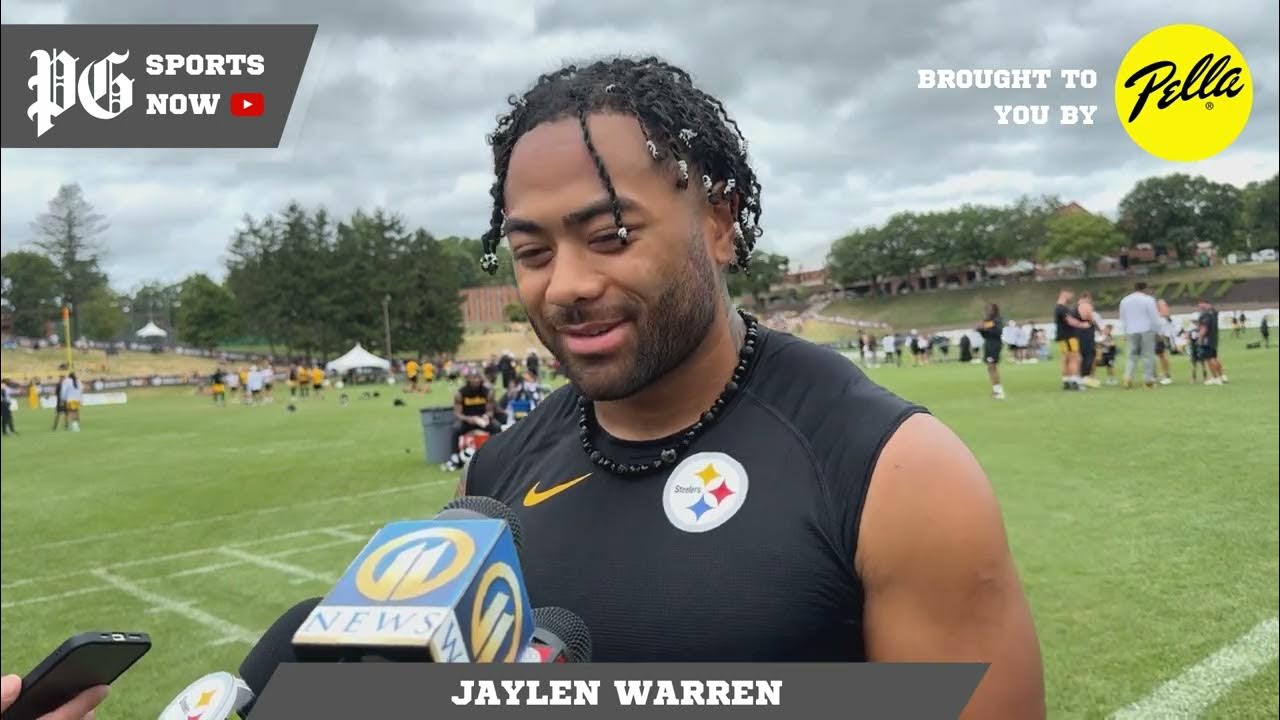 Steelers training camp: Jaylen Warren glad 'physicality' building; sees offensive line progress - YouTube
