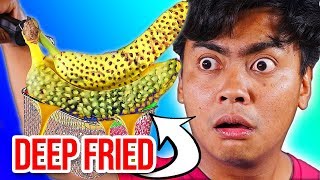 Deep fryers are known for making french fries and a lot of unhealthy
food. let's see what other foods we can create! skkkrkrrttttt...