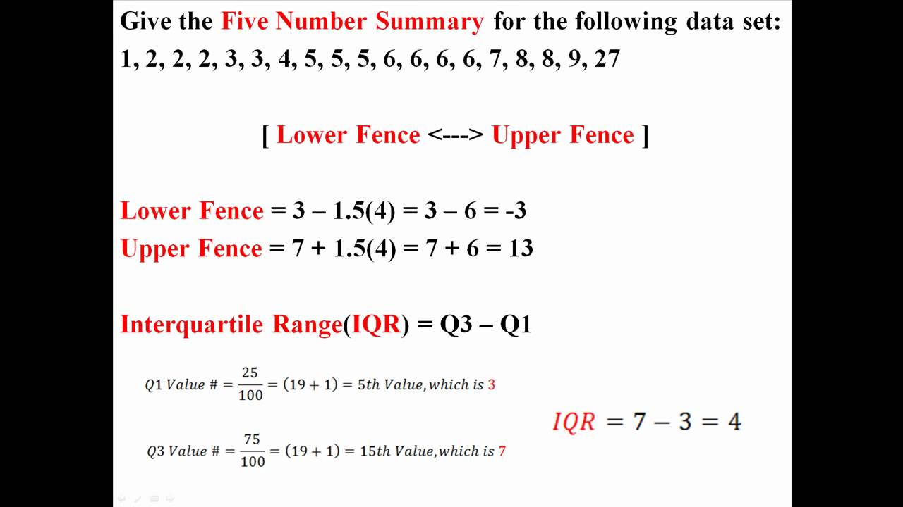 The Five Number Summary, Interquartile Range(IQR), and Boxplots - YouTube