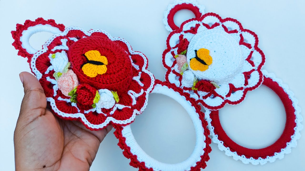 PORTA PANO DE PRATO EM CROCHÊ MODELO CHAPÉU