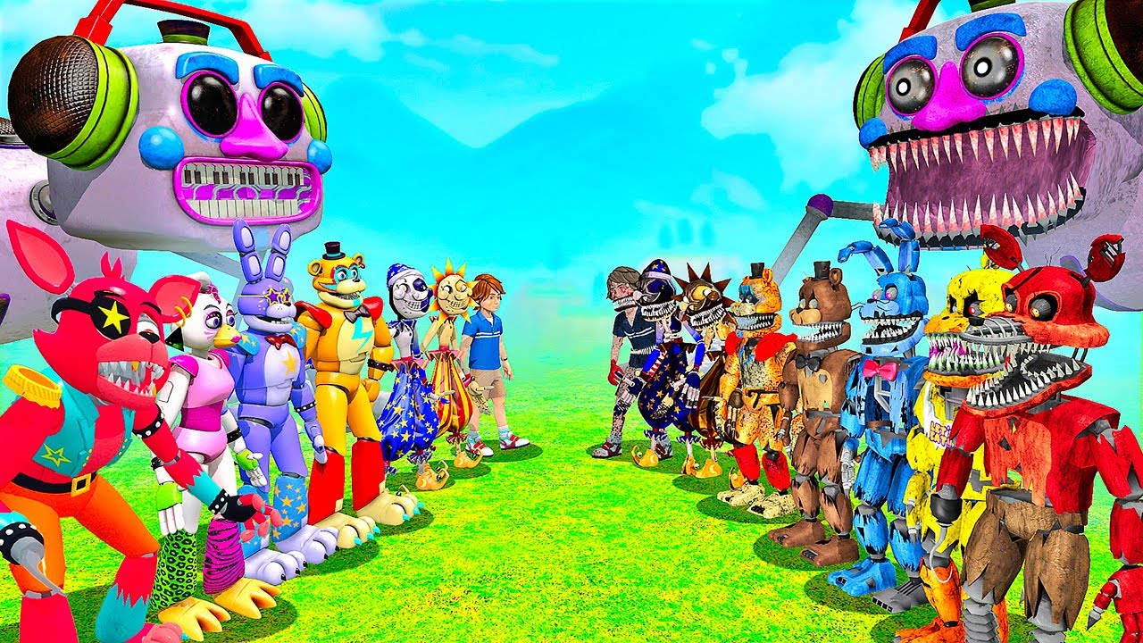 ВСЕ КОШМАРНЫЕ АНИМАТРОНИКИ ПРОТИВ ВСЕХ ГЛЭМРОК АНИМАТРОНИКОВ ФНАФ 9 В ГАРРИС МОД! FNAF В Garry`s Mod