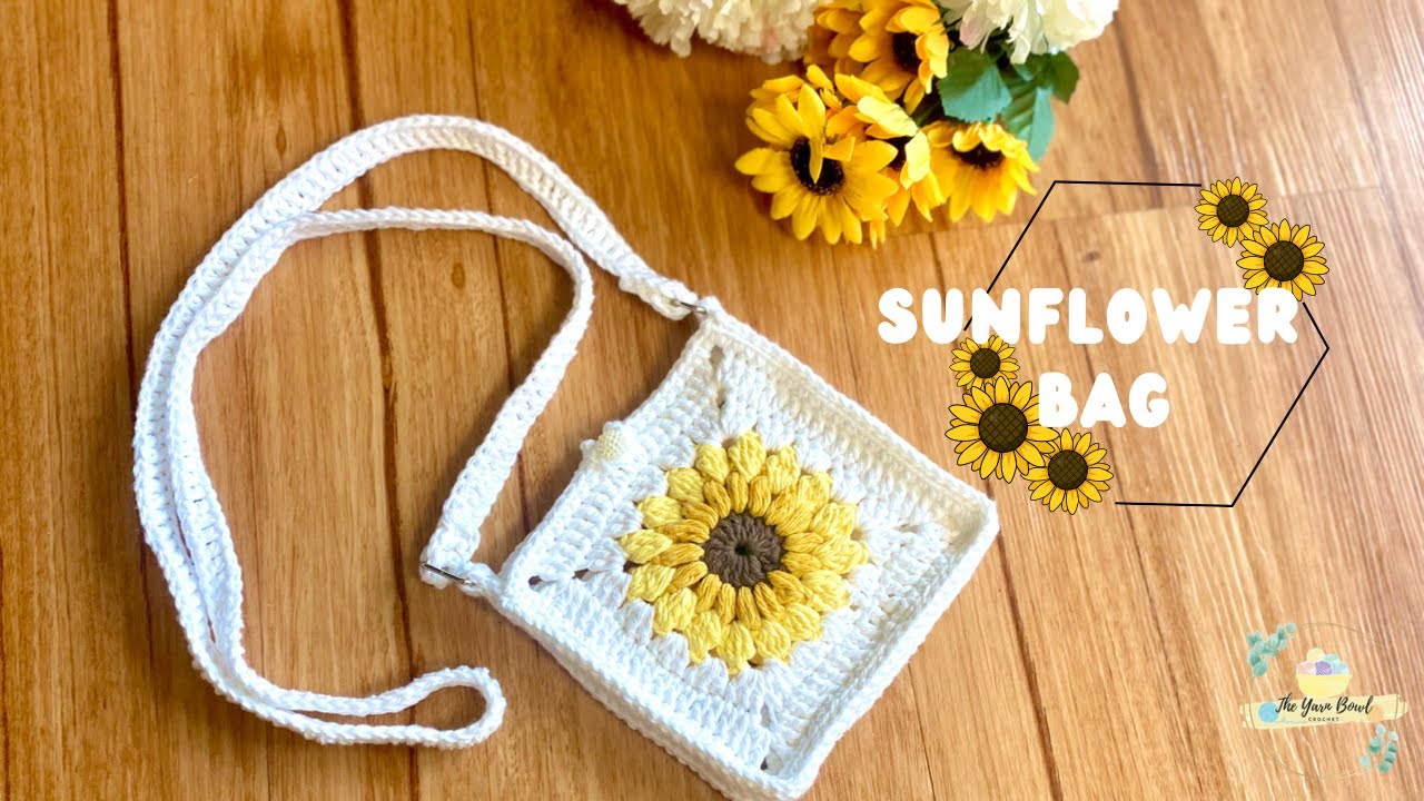 Crochet Sunflower Bag | Sunflower Sling Bag | Cross Body Bag - YouTube