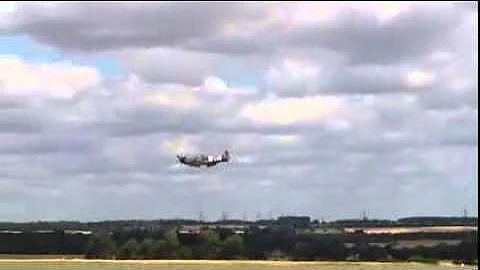 Spitfire emergency landing without wheels   Peterborough airport