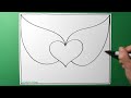 Daily Line Illusion #413 / Heart With Wings 3D Pattern / Satisfying Spiral Drawing / Art Therapy