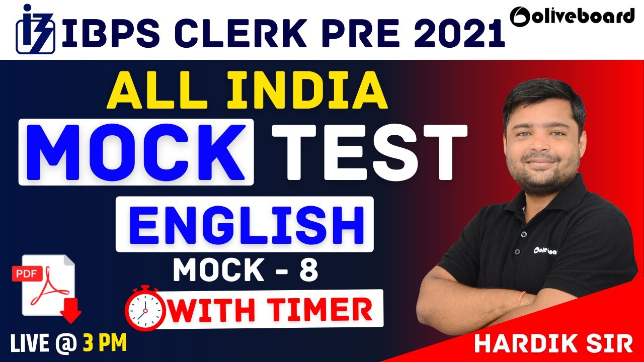 IBPS Clerk 2021 English | All India Mock Test | Mock - 8 | IBPS Clerk English Mock Test 2021