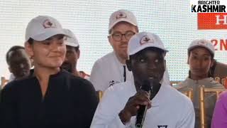 International Participants Of The Kashmir Marathon Address The Media At Polo Ground, Srinagar