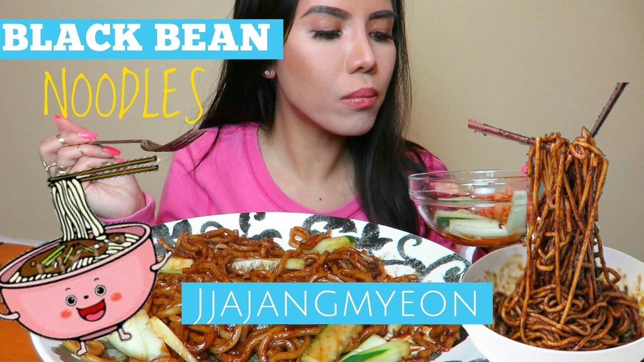 Korean black bean noodles mukbang Jjajangmyeon 짜장면 English Mukbang