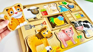 Farm Animals Names And Sounds with Fun Puzzle | Animal Sounds for Toddlers