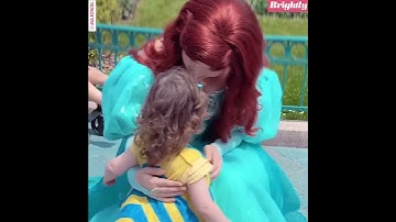 Thumbnail of Toddler dressed as Flounder from 'The Little Mermaid' meets Ariel at Disneyland l GMA