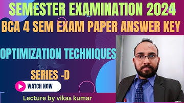 Answer key BCA 4 Sem Optimization Techniques  Exam Maa Shakhumbhari University Saharanpur |JUNE 2024