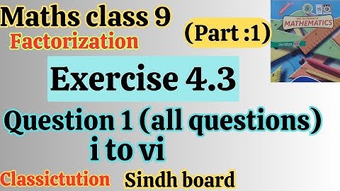 Exercise 4.3 , Q1 all parts (i to vi)maths class 9 Sindh board/ Karachi board #classictution