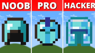 Pixel Art NOOB vs PRO vs HACKER Diamond Helmet in Minecraft