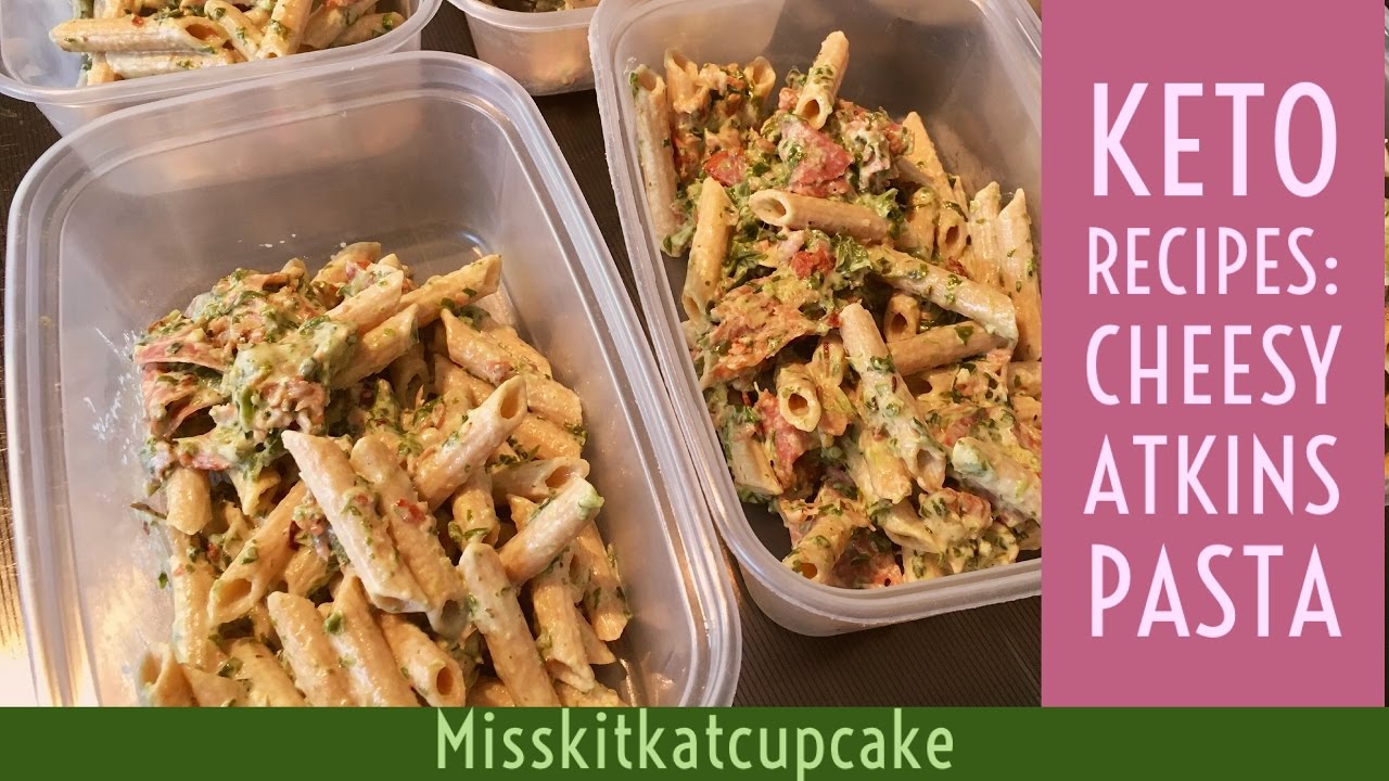 Keto Pasta Cheesy Atkins Pasta with Spinach & Salami 9.6g Net Carbs