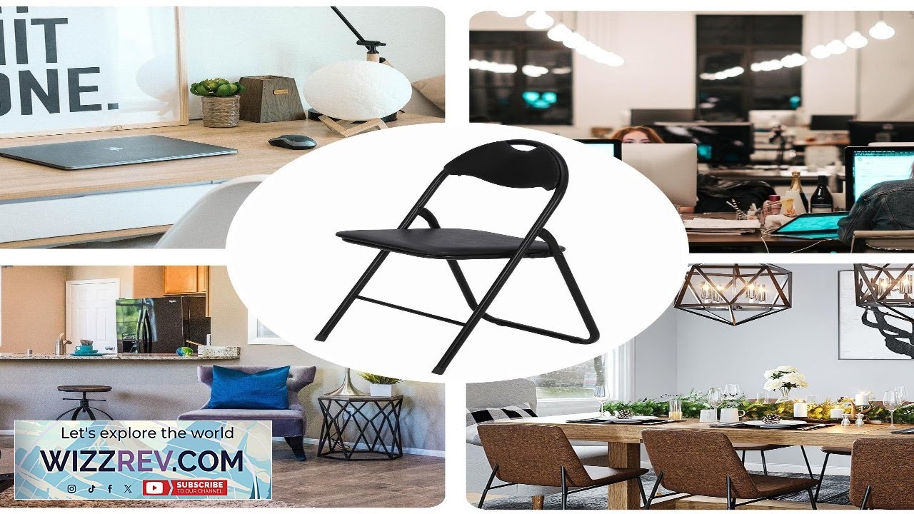 Garvee Folding Chairs with Padded Seats Black Metal Folding Chairs with Non Slip