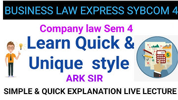 Lec 1 Indian Companies Act 2013 Business Law II sybcom sem 4 Mumbai University ♥️ Company law