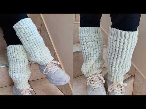POLAINAS a crochet IMITACION 2 AGUJAS - Sólo se repite 1 hilera - TODOS los talles