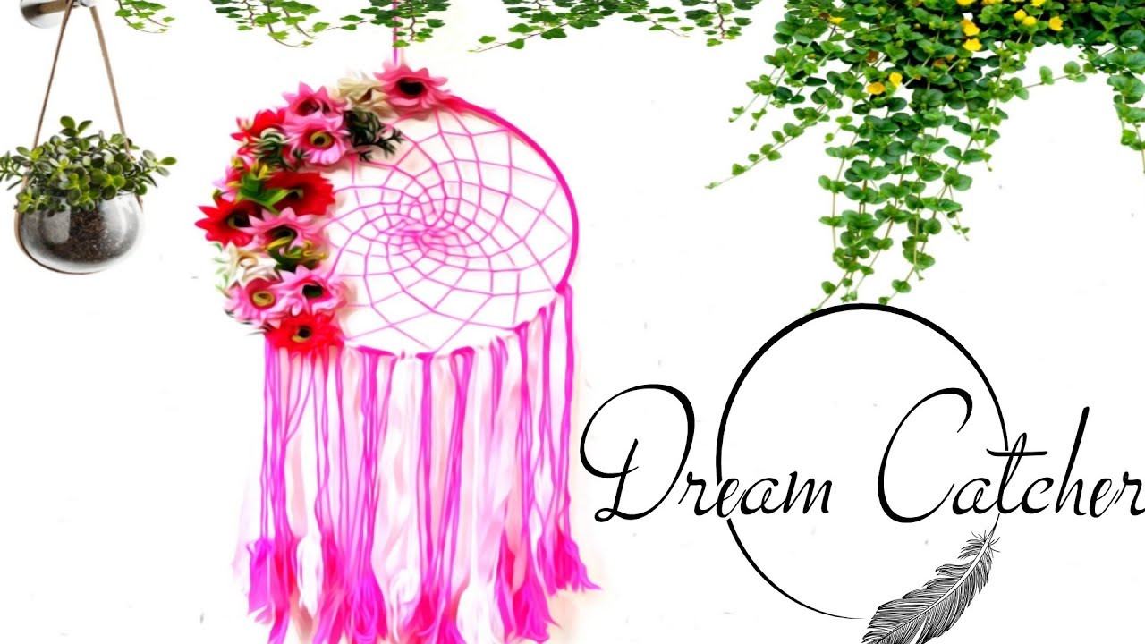 How To Make Easy  And Beautiful Floral Dreamcatcher||Diy Floral Dreamcatcher Step  By Step Tutorial|
