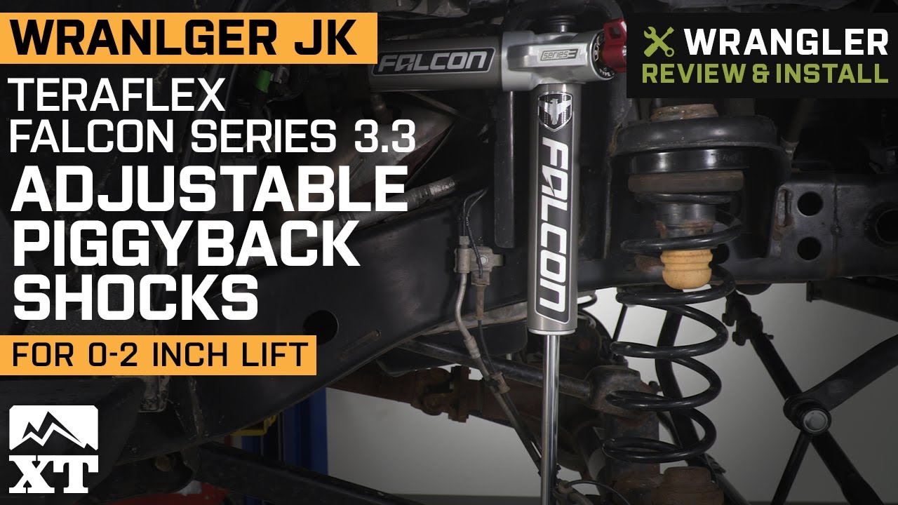 Jeep Wrangler JK Teraflex Falcon  Adjustable Piggyback Shocks for 0-2  in. Lift Review & Install - YouTube