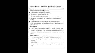Q)Explain agile process? Manual Testing – Interview Questions &amp; Answers