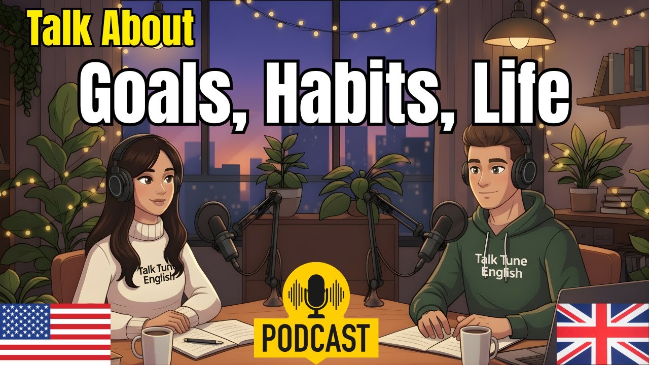 Учимся медленному разговорному английскому: диалоги в подкасте о целях, привычках и позитивных из...