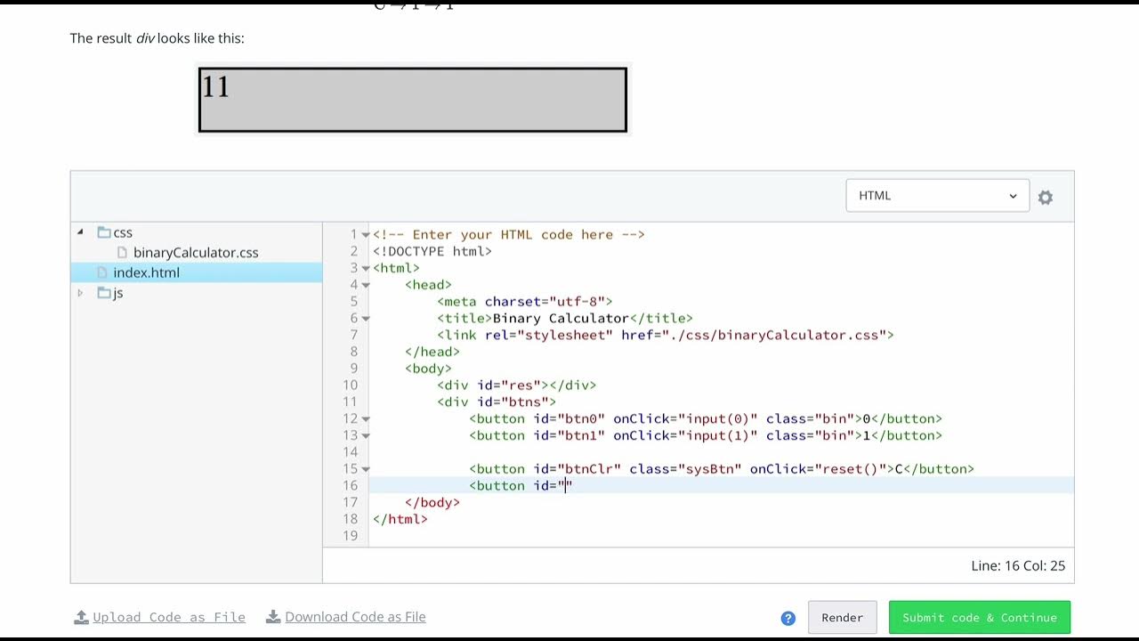 Hackerrank 10 days of javascript day 9 binary calculator part 2 of