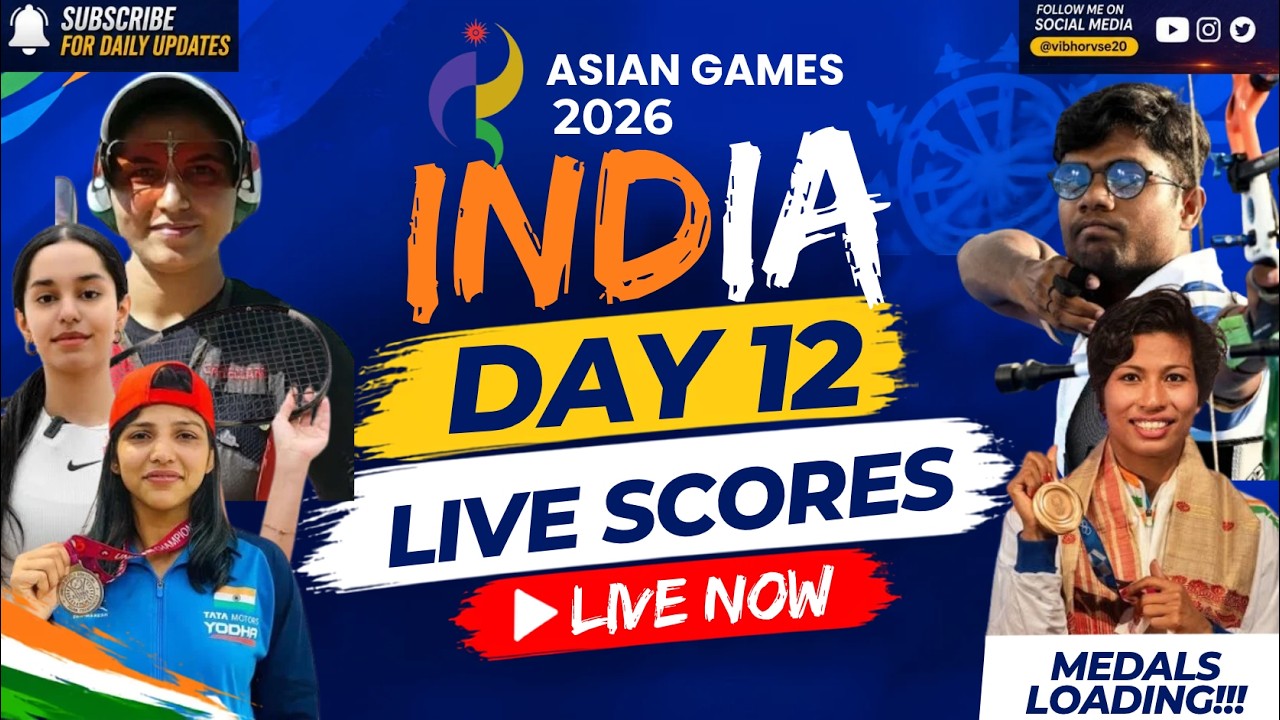 Live: Asian games 2026 Day 12 India! Shooting, Squash, Archery, Wrestling, Boxing Medals!!! Scores