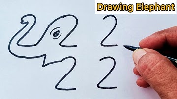 How to Draw an Elephant from Number 2 🐘 | Easy Step-by-Step Drawing Tutorial