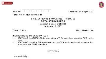 BSC 3RD SEM CS DATA STRUCTURES JAN 2021 | PTU