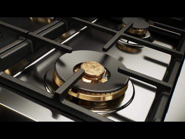 90 cm Gas hob with central dual wok