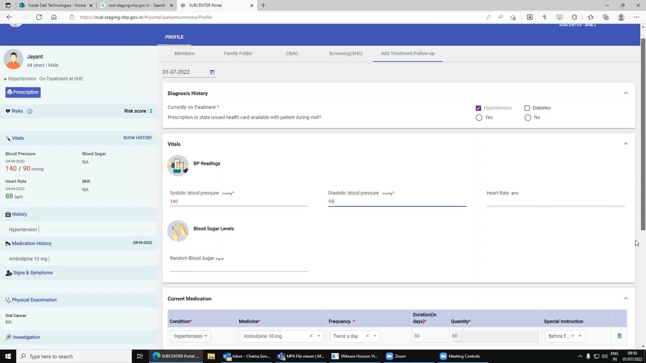 CHO Portal mein Follow up entry karne ka steps - Hypertension & Diabetes patients CPHC-NCD