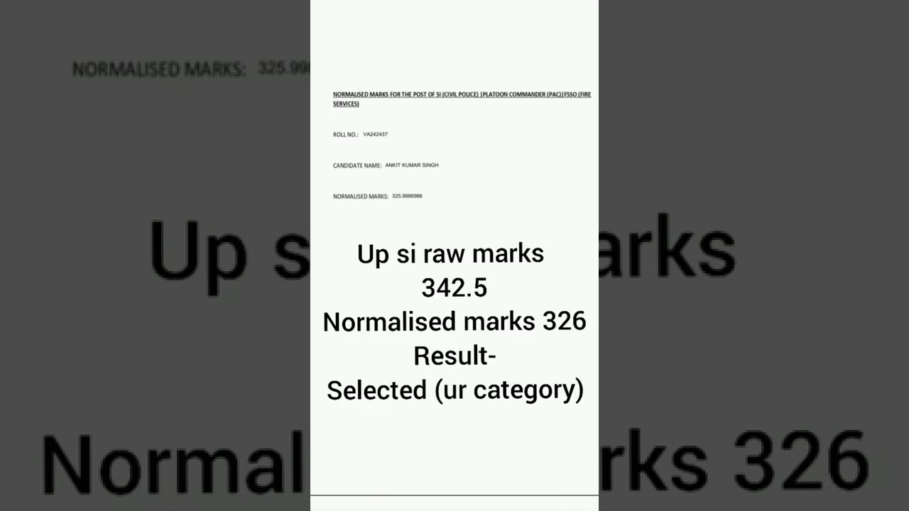 UP SI Final result |Scorecard| marks |Daroga final result