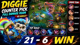 Diggie (Mythical Glory): Full Damage Roam vs Harley | Counter Pick Win | BUILD TOP1 GLOBAL | MLBB