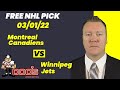 NHL Pick - Montreal Canadiens vs Winnipeg Jets Prediction, 3/1/2022 Best Bets, Odds & Betting Tips