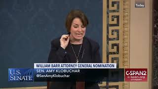 Senator Amy Klobuchar On William Barr Attorney General Nomination, Feb 13 2019