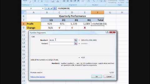 SUM Function - Example 1 - in Excel 2007