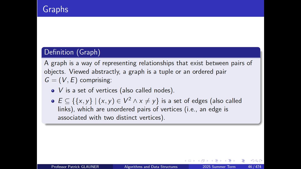 Algorithms and Data Structures: 1st lecture (introduction, graphs ...