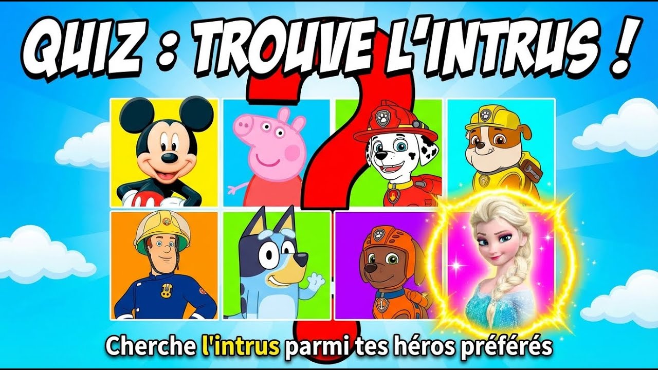 Qui est l’intrus ? Personnages de dessins animés - quiz enfant