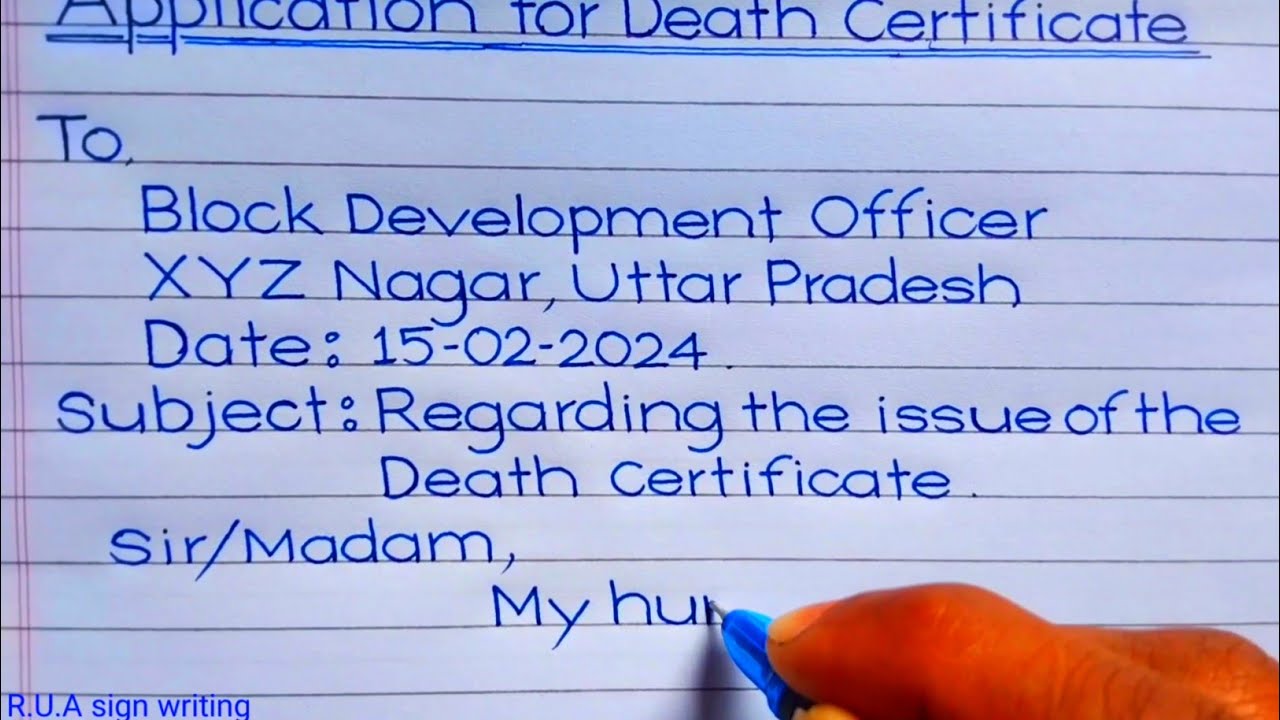 How to write Application for Death Certificate | Handwriting