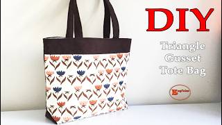 Triangle Gusset Tote Bag with Zipper Pocket | Sewing Tutorial