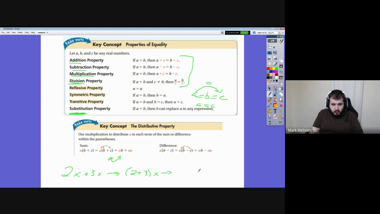 Chapter 2 Section 5 Reasoning in Algebra and Geometry - YouTube