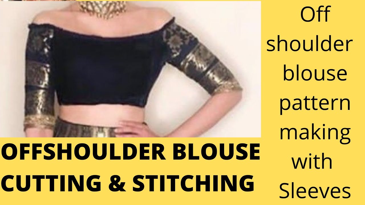 Offshoulder  blouse with sleevs cutting & stitching|