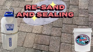 Step by step paver sealing process.