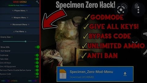 Specimen Zero Mod Menu By ( Axey Pmt )