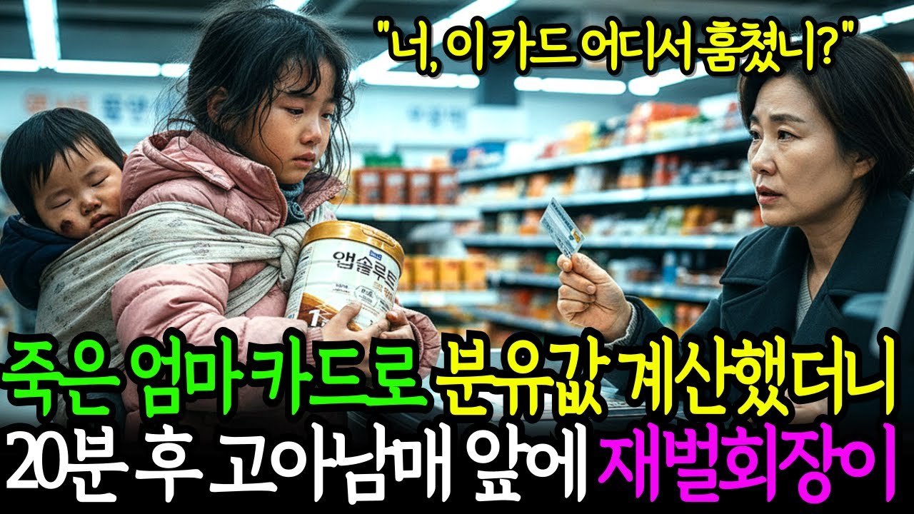 죽은 엄마 카드로 분유값 계산했더니 20분후 고아 남매앞에 재벌회장이 나타나 오열하는데