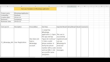 whatsapp application test cases, or how to create test case template format on whatsApp app