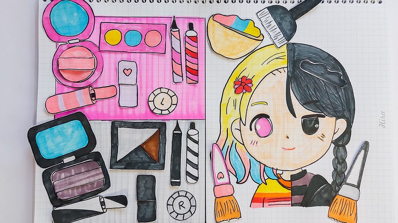 [🌸бумажный поделки🌸] Среда и Энид бумажный макияж 💄💋| АСМР бумажная игра