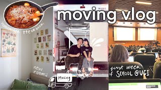 MOVING VLOG 🚚📦 (first week of school at UCI, yummy food, cleaning my apartment, PR haul)