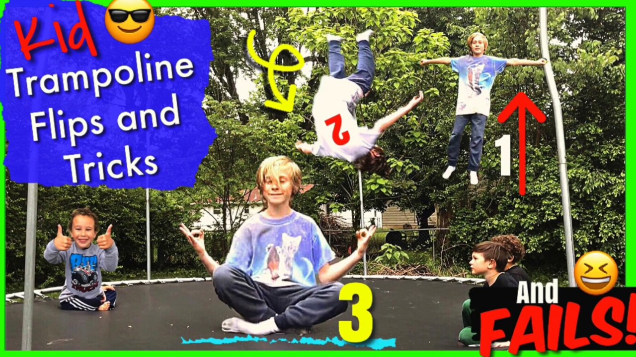 Kid Trampoline FLIPS, TRICKS and FAILS! Back flips, Front Flips, and